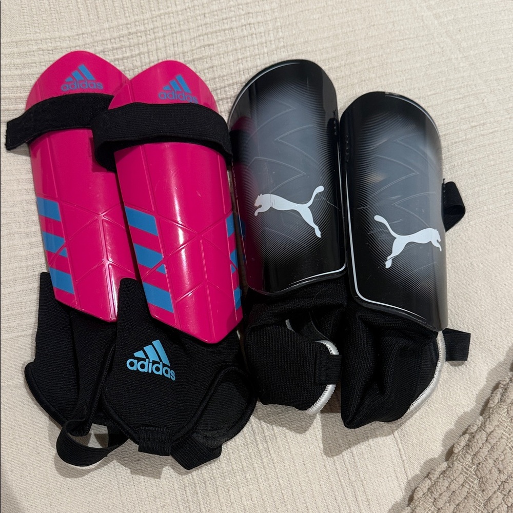 Adidas and Puma Shin Guards 2Pair pack w ankle support(Ships from OR)
